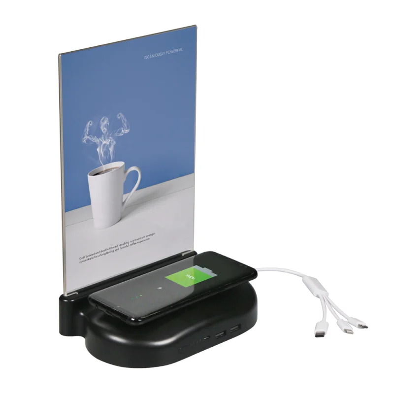 Wireless Charging Powerbank Station with 3 in 1 Cable Kit Power Bank for Restaurant Bar Coffee Shop Waiting Room