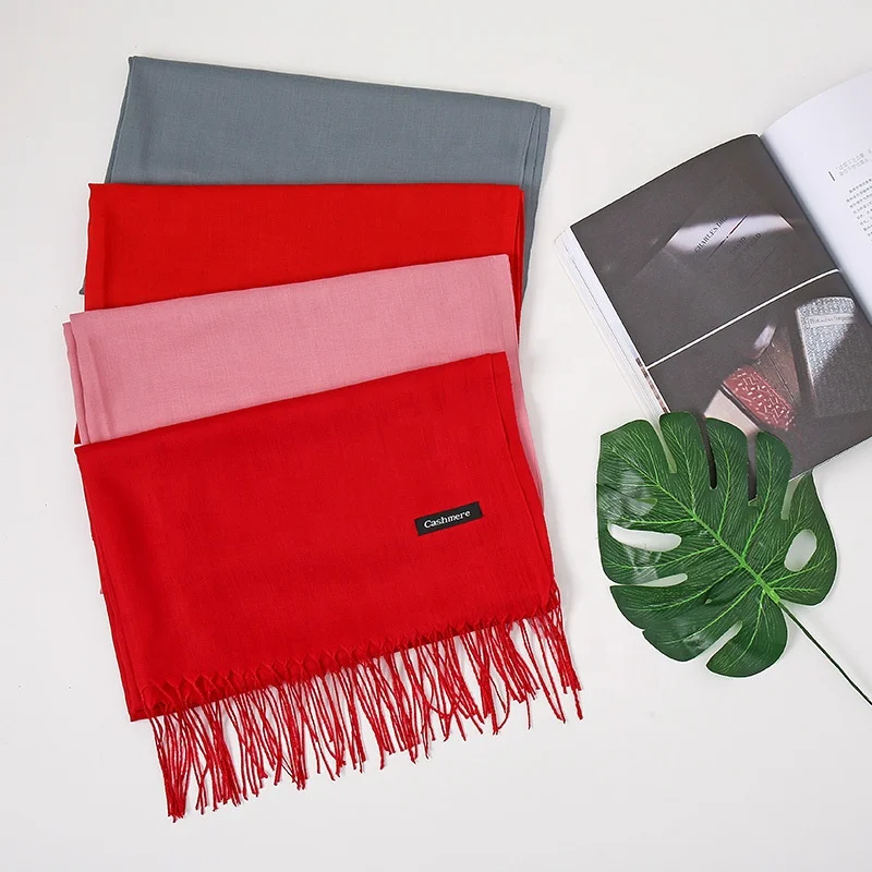
China Pashmina Scarf Ladies Shawls Stylish Warm Luxury Scarf Cashmere Winter Custom Plain Scarf With Fringe Cashmere Wholesale 