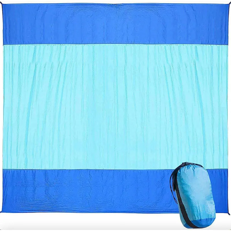 Beach Blanket Sand Proof Extra Large Beach Mat Big & Compact Sand Free Mat Quick Drying with 4 Stakes & 4 Corner Pockets