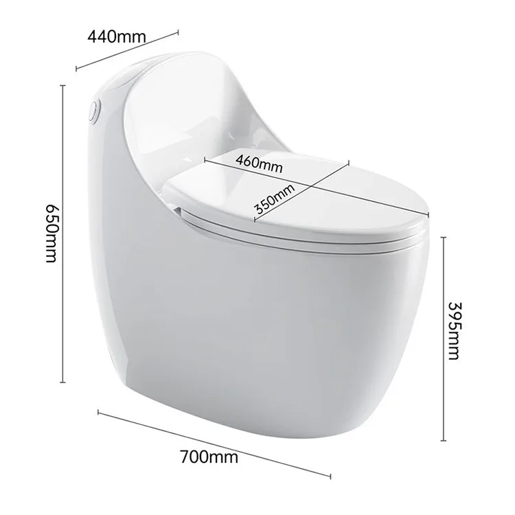 Modern Design Large Diameter Siphon Super Swirl Egg-Shaped Ceramic Toilet One Piece S-Trap Hospital Hotel School Wholesale