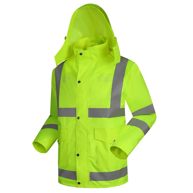 hi visibility raincoat and pants safety wear  oxford with tape sealed waterproof windproof durable breathable