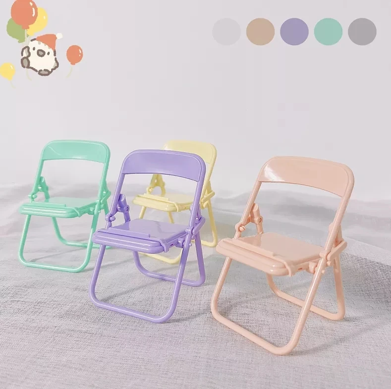 Cheap Smart Mini Mobile Phone Stand Desktop Chair Stand 4 Colors Adjustable Stand Foldable Shrink Decoration