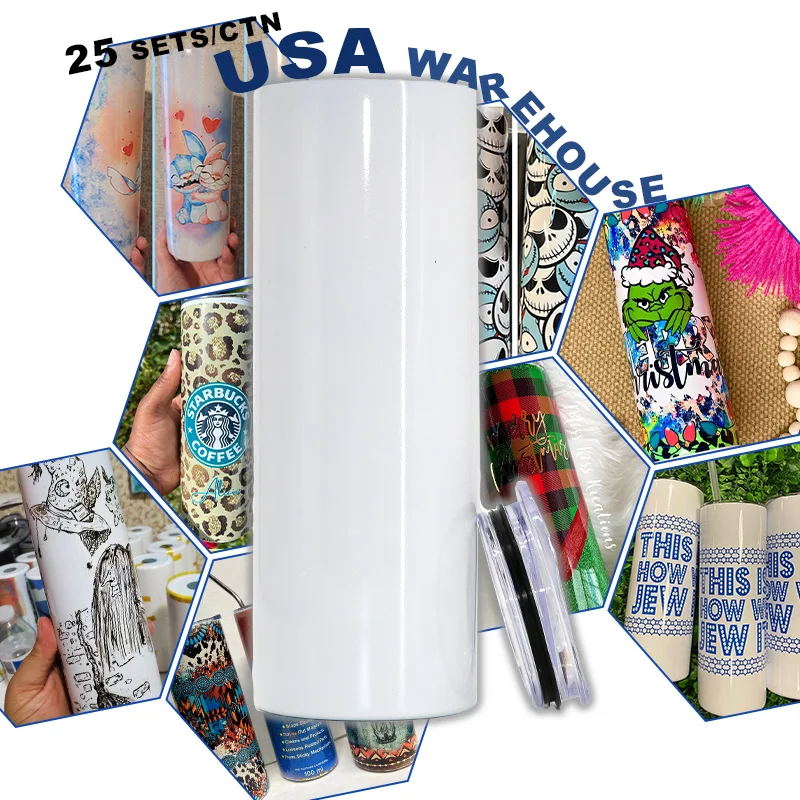 USA Warehouse 2-5DAYS ARRIVED 20 oz stainless steel sublimation blanks sublim blank sublimation tumblers straight