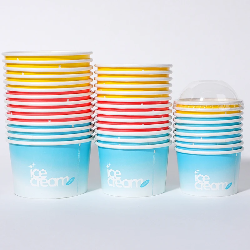 4/5/8/16oz ice cream paper cups for  lids for yogurt dessert take away paper packaging  customized your logo