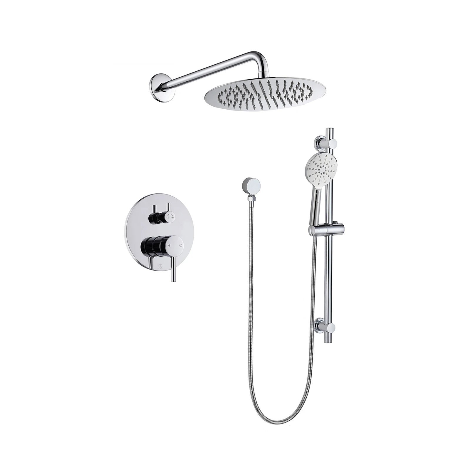 8 inch Rain Shower System Bathroom Faucet Set Wall Mounted 2-Functions Shower Systems with Rain Shower and Handheld Spra