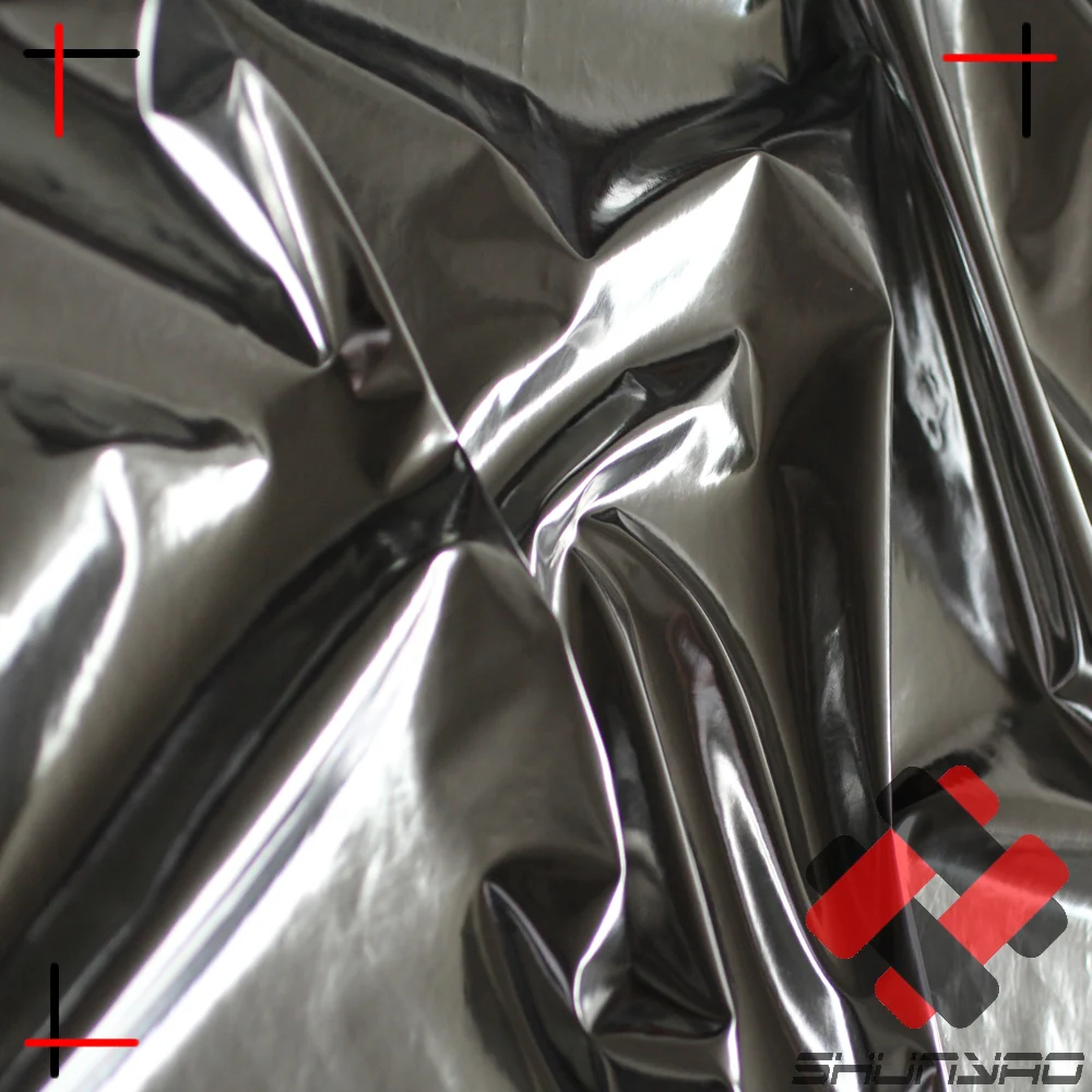 high reflective  pu coated waterproof polyester silver foil mirror  fabric