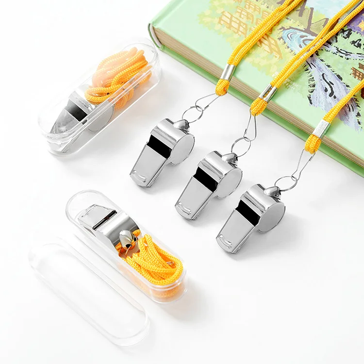 Wholesale custom logo Party Referee Sports School Football Rugby turbo metal whistle with lanyard