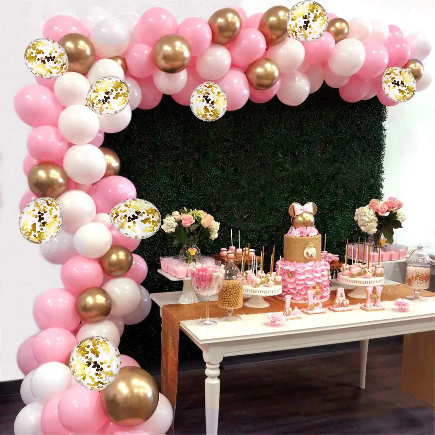 Macaron Balloons Arch Kit Pastel Grey Pink Balloons Garland Rose Gold Confetti Globos Wedding Party Decor Baby Shower Supplies