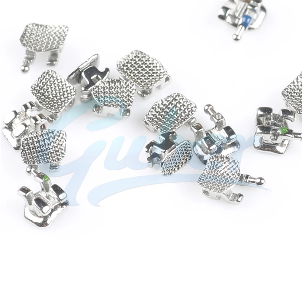 Стоматологические профессиональные медицинские устройства Металлические брекеты Ортодонтическая сетчатая основа мини металлические кронштейны с пользовательским логотипом