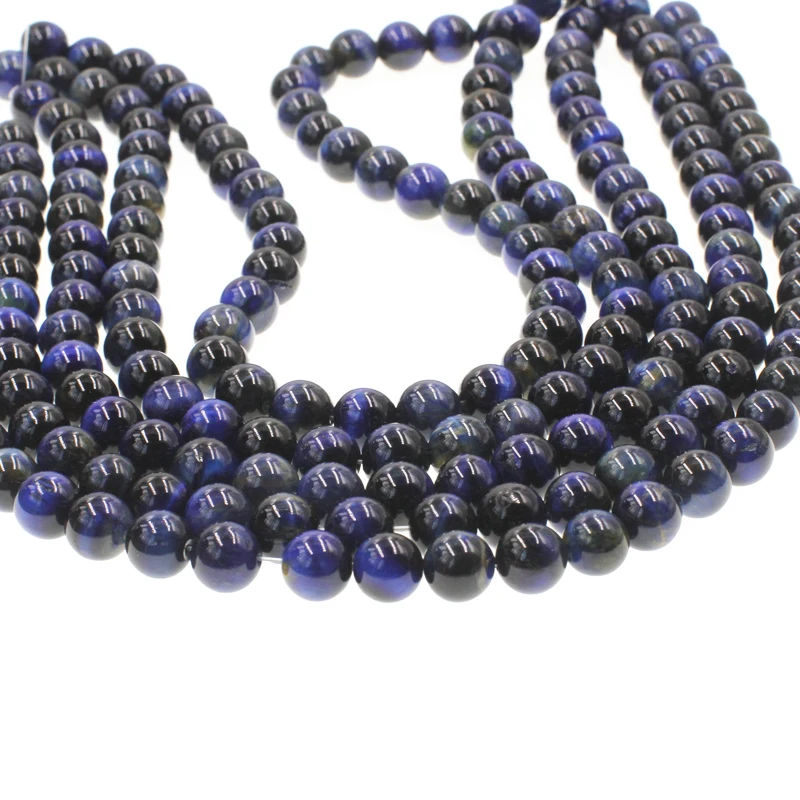 Wholesale Loose Bead Strand Round 10mm Gemstone Natural Blue Tiger Eye Stone Beads For Jewelry Making