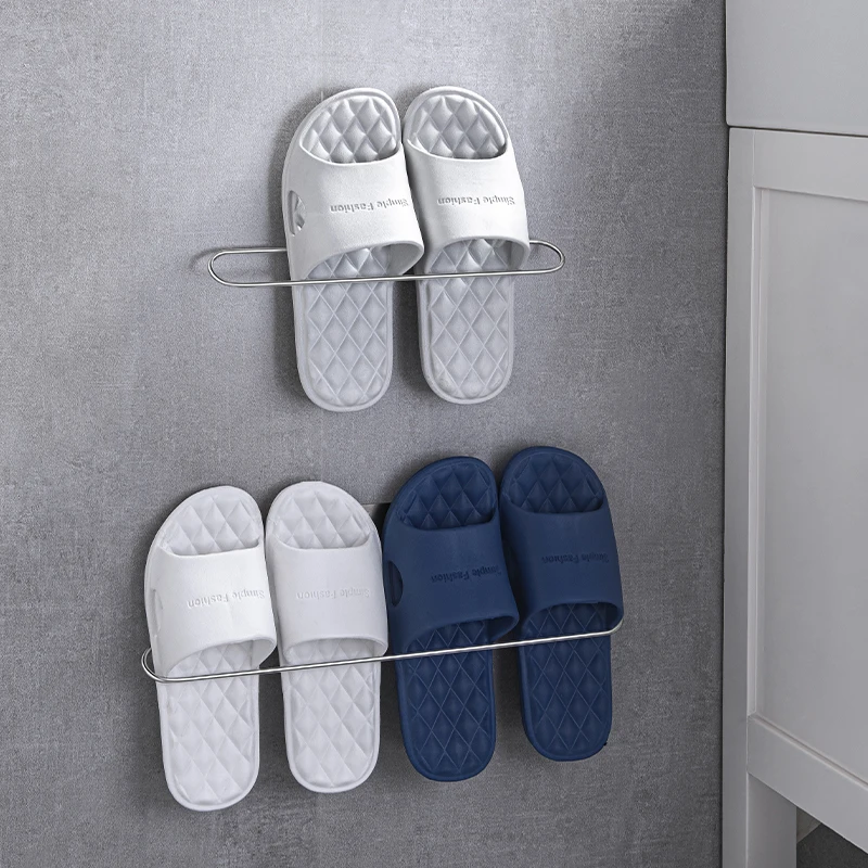 
Wall Mounted Shoes Rack with Sticky Hanging Strips, Metal Shoes Holder Storage Organizer,Door Shoe Hangers 