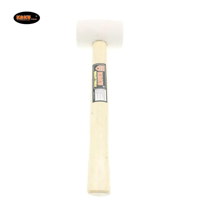 KAKU High Quality Wooden Handle Mallet White Rubber Hammer For Decoration Installation Ceramic Tile