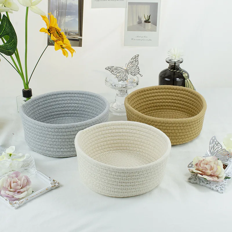 Wholesale Price Multi-color Environmental Protection Cotton Thread Table Toy Cosmetics Storage Basket