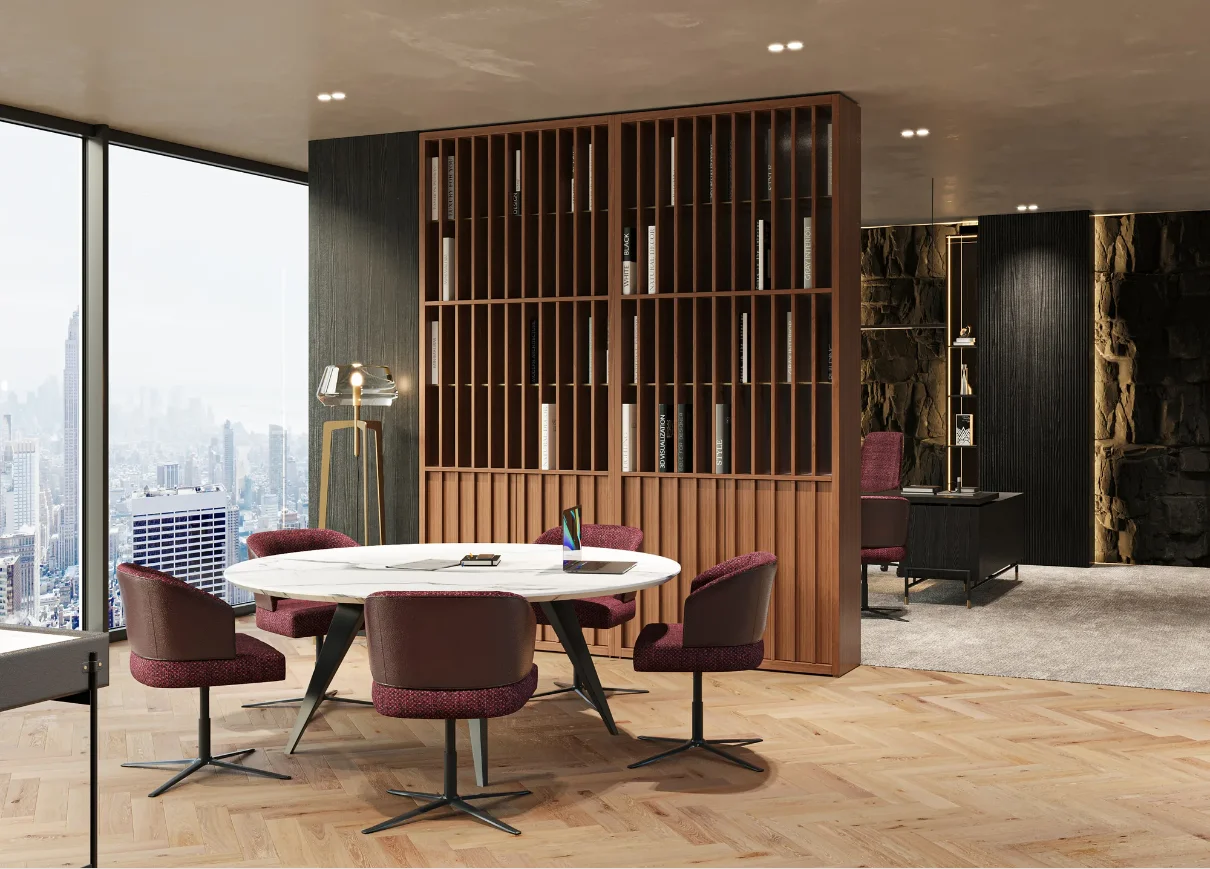 Home Office Room Floor-to-Ceiling Shelf Walnut Ash Wood Storage Bookcase