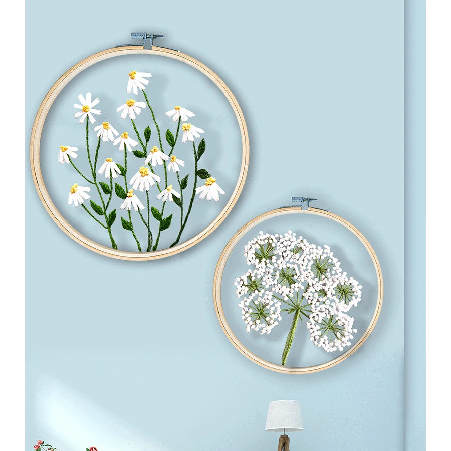 Senior DIY Yarn Embroidery Flower Daisy dandelion Interesting Handicrafts DIY Material Beginner network Embroidery Stitch Kits