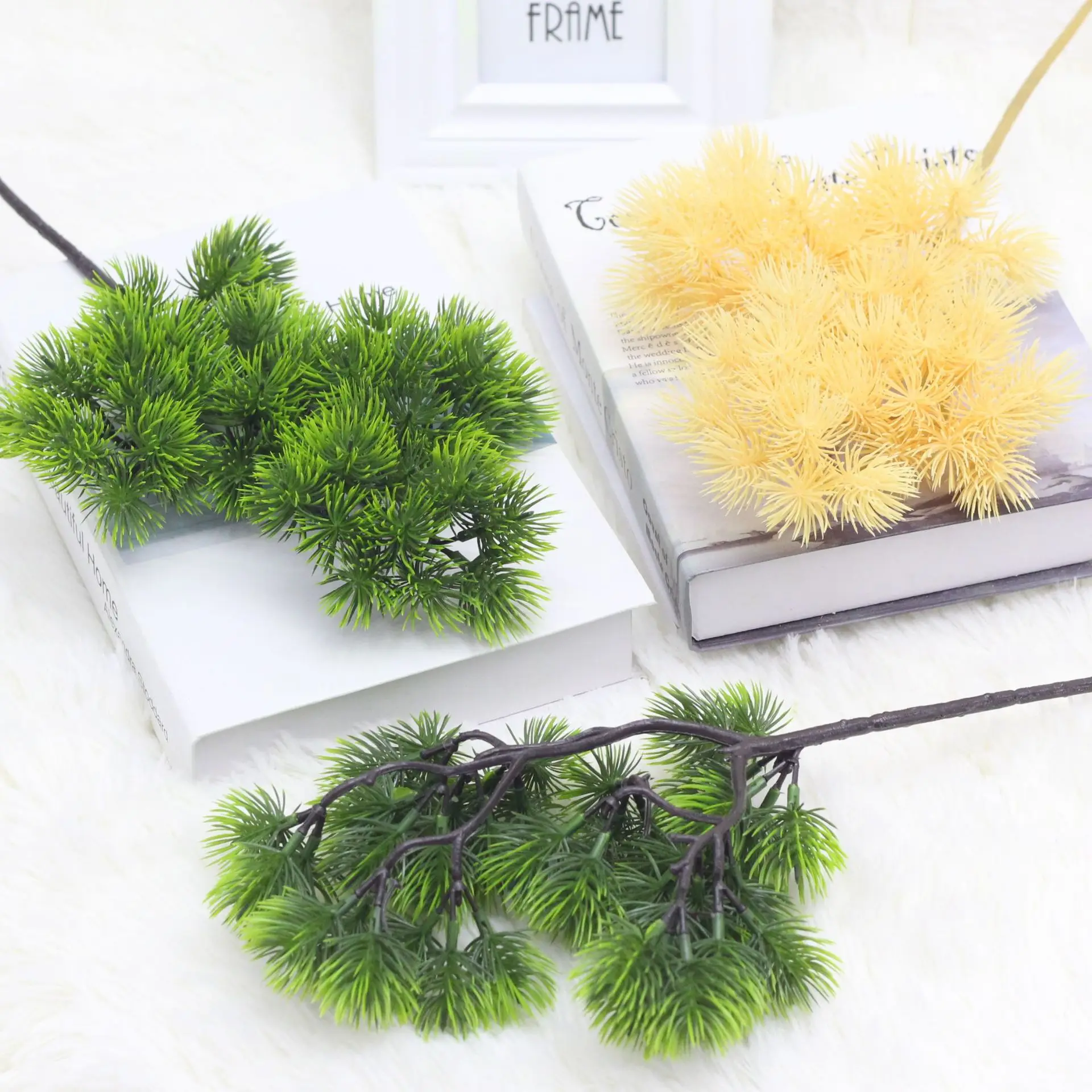 Lohan Pine Simulation Plastic Plant Green Beauty Pine Leaves for Landscape Project Christmas Accessories Welcome Potted Plants