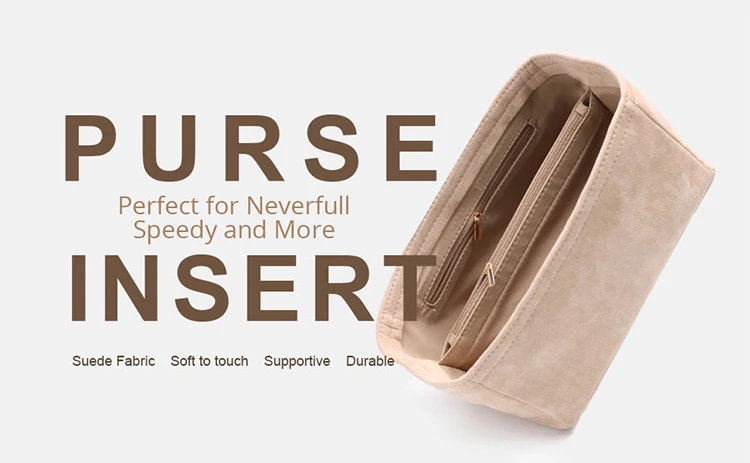 Hot selling luxury bag accessories Alcantara bag organizer insert handbag purse felt bag organizer