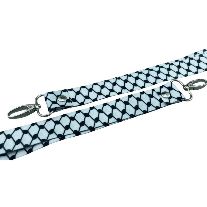 Green Black White 3 Colorways 12*2cm Palestine Ribbon Polyester Sublimation Palestine Woven Short  Lanyard
