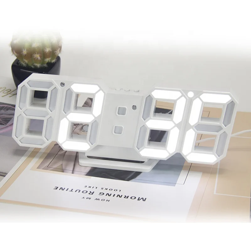  3D светодиодные настольные лампы Настенные часы с цифровым таймером ночная будильник для склада офиса гостиной 12/24 часа в сутки регулировка