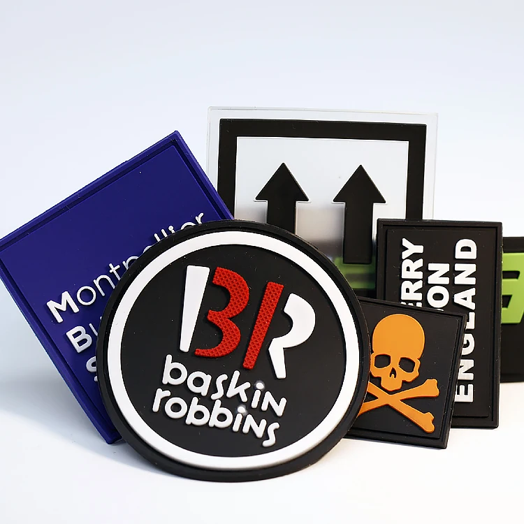 Custom Sew on Embossed Private Brand Name 3D Logo Garment Soft PVC raised Rubber Patch Labels Clothing custom silicone patch