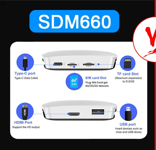 qualcomm SDM660 4G sim card 8+128 wireless carplay ai box usb-c hd-port android 13 carplay ai box android auto 5g wifi