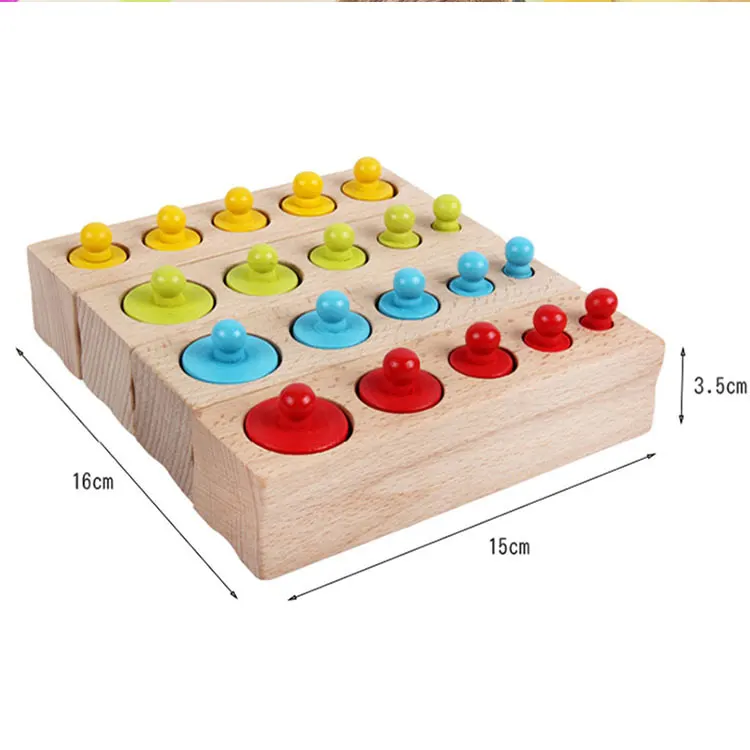 Colorful Socket Cylinder Blocks Wood Montessori  Toddler Wooden Toys For Children Development wooden cylinder blocks toy