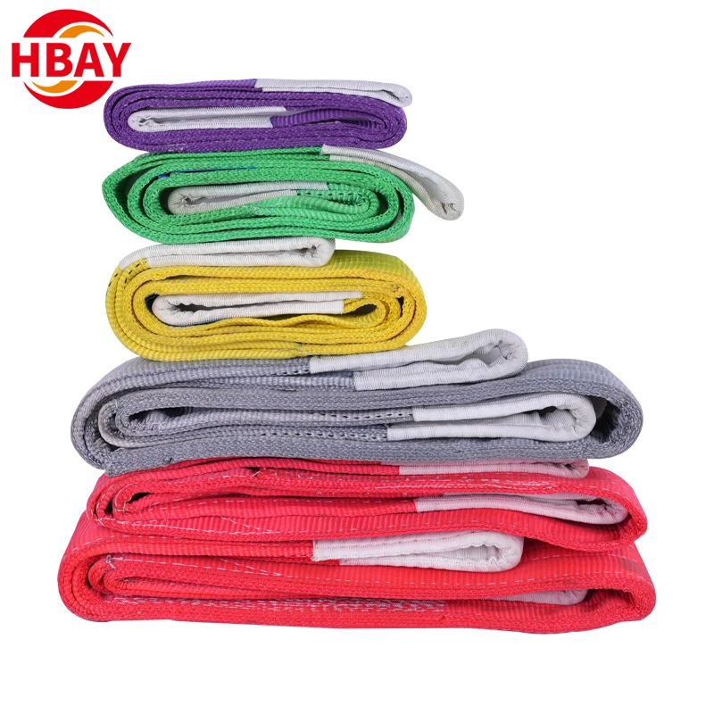 Polyester Lifting Sling Webbing Belt Woven Strap Flat Crane Towing Accessories