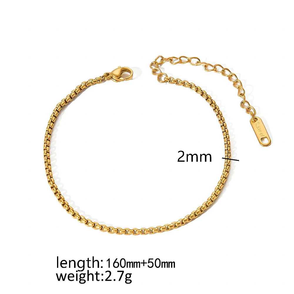 Minimalist 18K Gold Plated Stainless Steel Jewelry Paper Clip Snake Chain Bracelet For Women