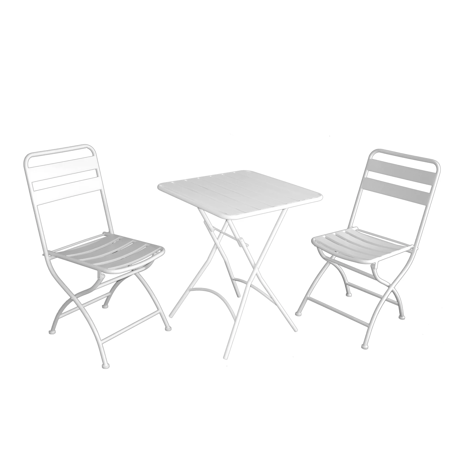 Portable Rustproof Metal Bistro Set 3-Piece Sectional Folding Table and Chairs for Indoor and Outdoor Garden Patio Use