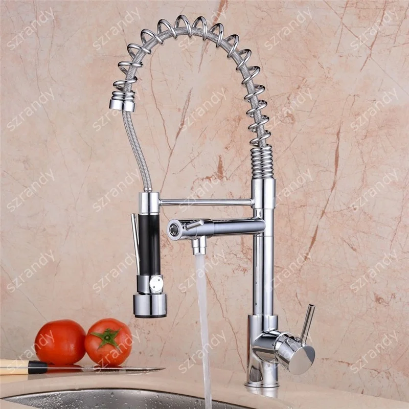 Universal Chrome Finish Pull Out Spray Spout Laundry Tub Faucet