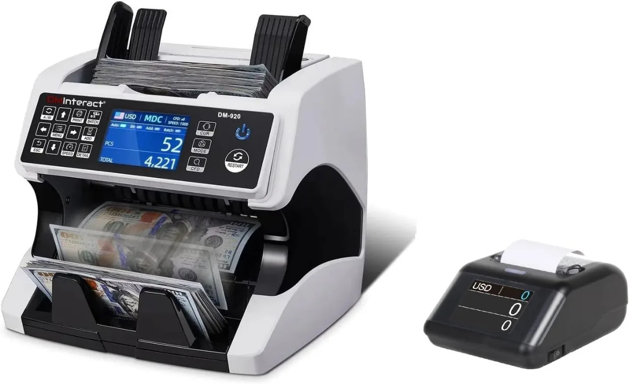 920 Mixed value  TFT display CIS Bill Counter paper counter with LED display printer