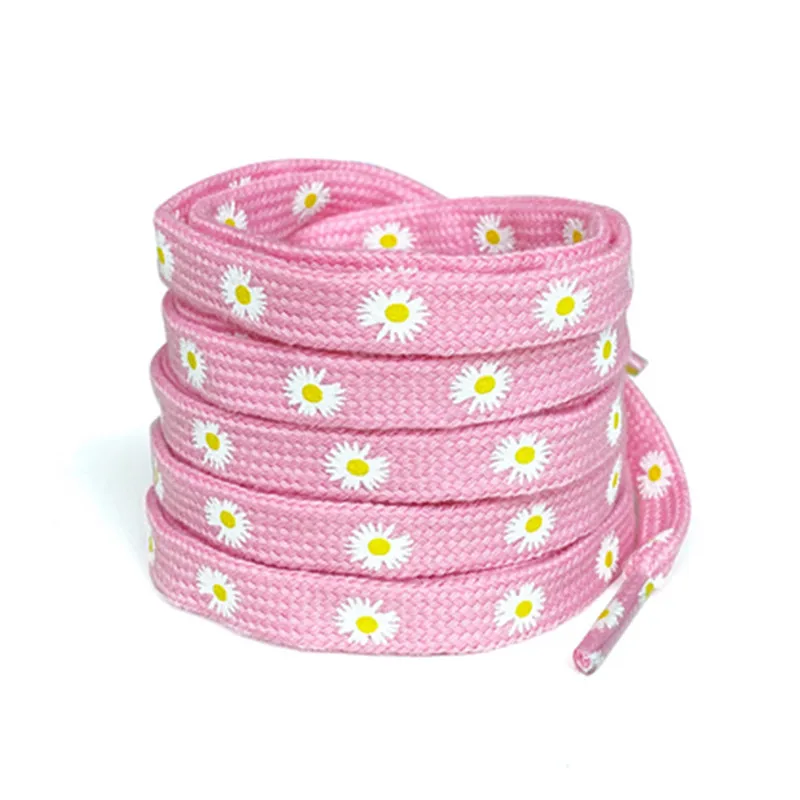 Yrunfeety Daisy Pattern Shoe Laces Print Shoelaces 8MM Custom Shoe Laces Printed for Off White Shoelaces Sneakers