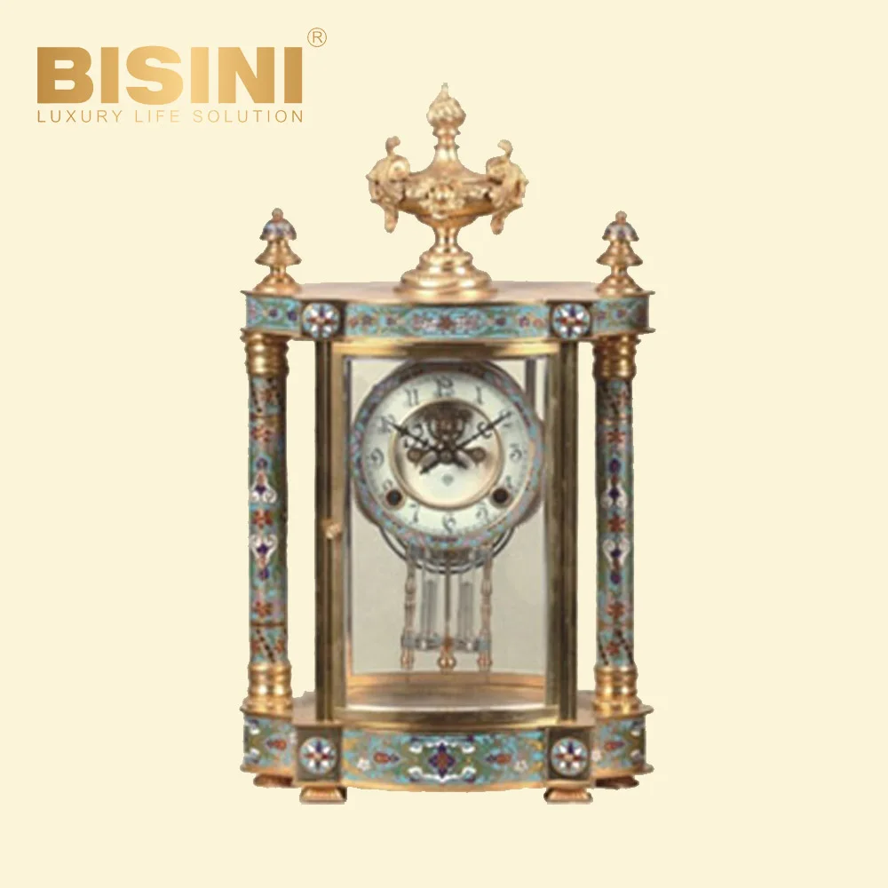 24K luxury Baroque Enamel pavilion-style four-ming clock French style Court enamel clock Precious Representative Classic design