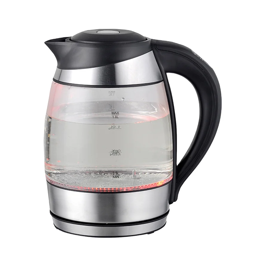 High Quality Large Capacity Classic Glass Kettle Pots 1.7Liter Electric Water Kettle With Led Light