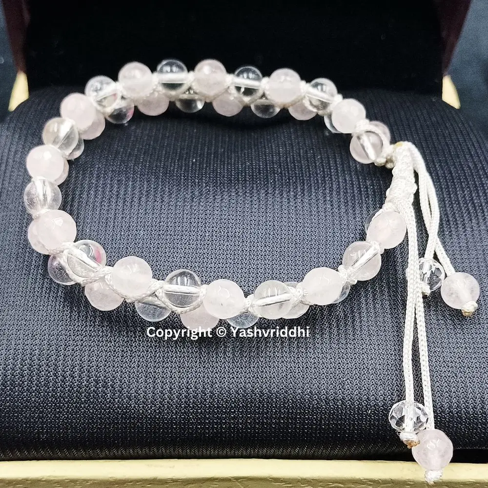 Spiritual Harmony Gemstone Bracelet Meditation and Relaxation Crystal Rose Quartz & Sphatik Double Layer Bracelets Jewelry