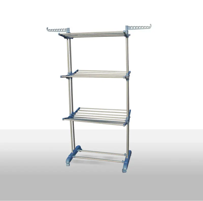 BS-8031B с порошковым покрытием многофункциональная металлическая вешалка для одежды стеллаж для выставки товаров Складная вешалка для сушки белья с колесами