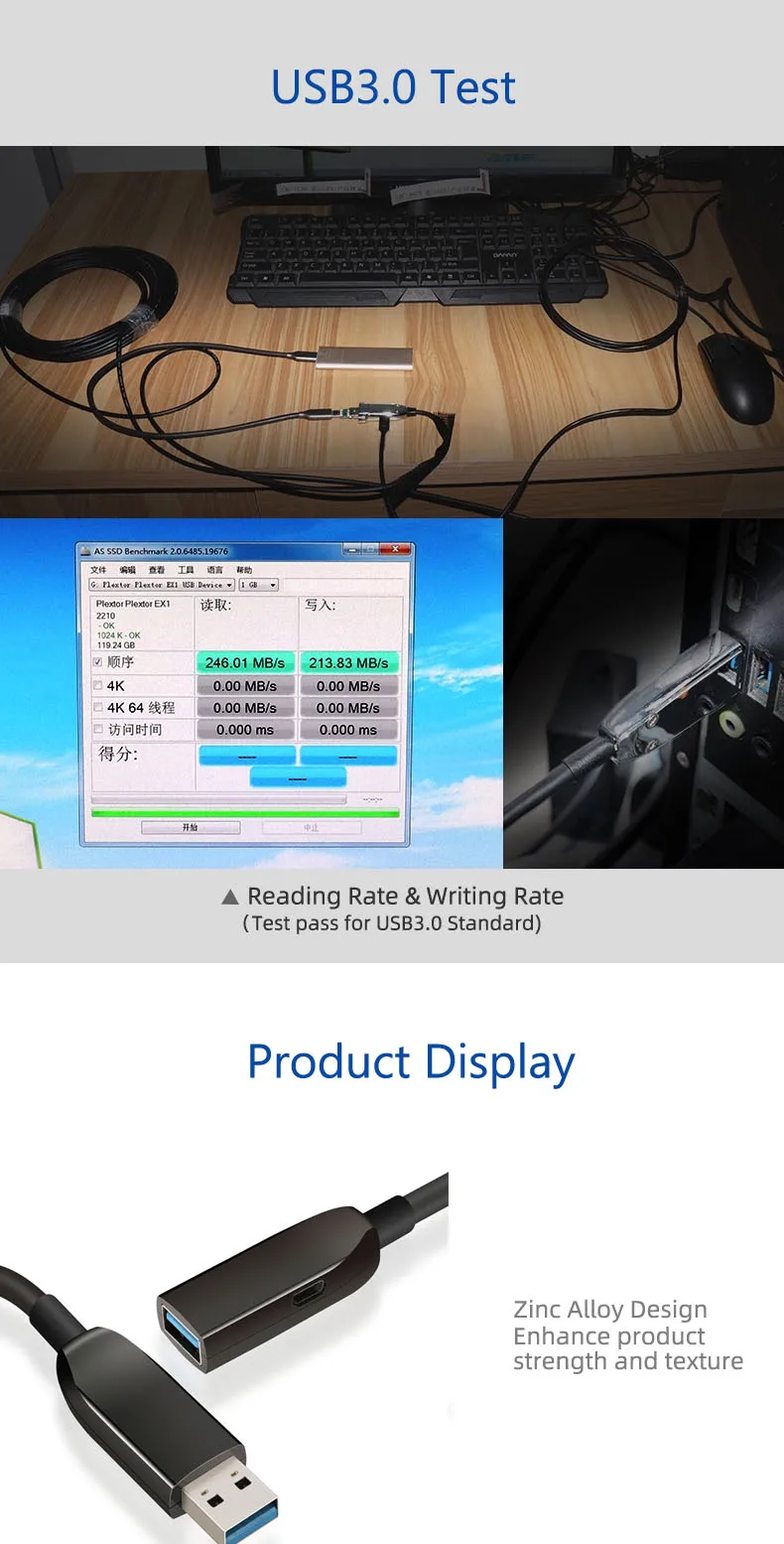 
manufacture price OEM with customized logo high speed and high quality Zinc Alloy Extension cable 