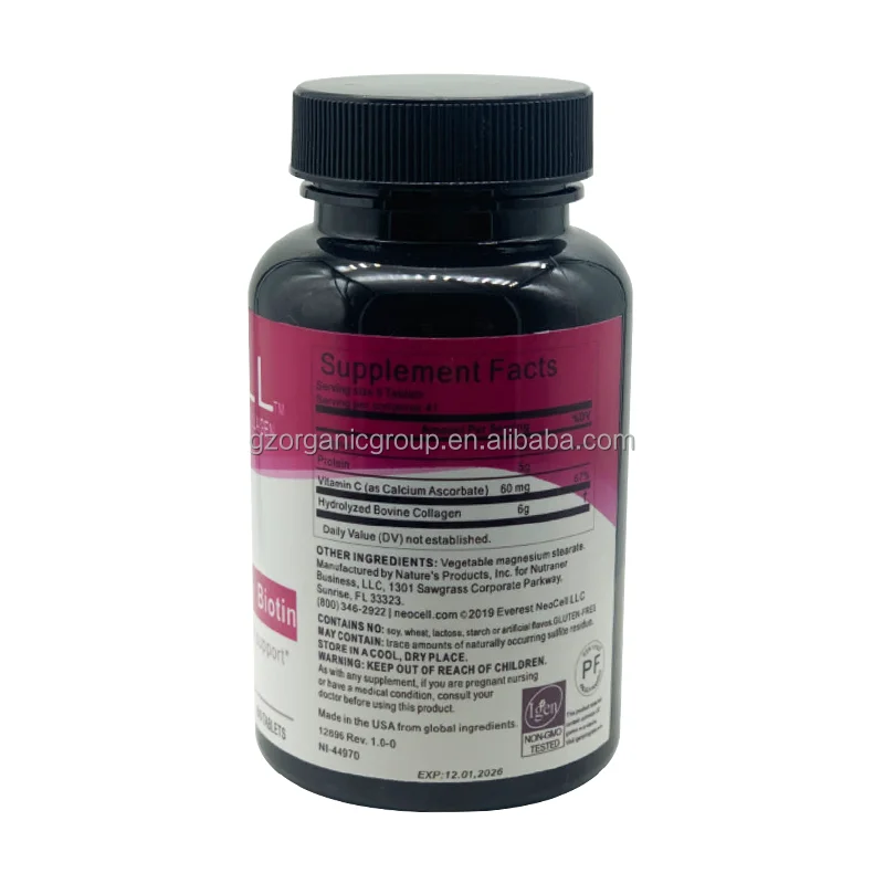 100% Organic Hyaluronic Acid Collagen Vitamin C Tablets Super Collagen Peptides + Vitamin C & Biotin Beautiful Skin And Hair