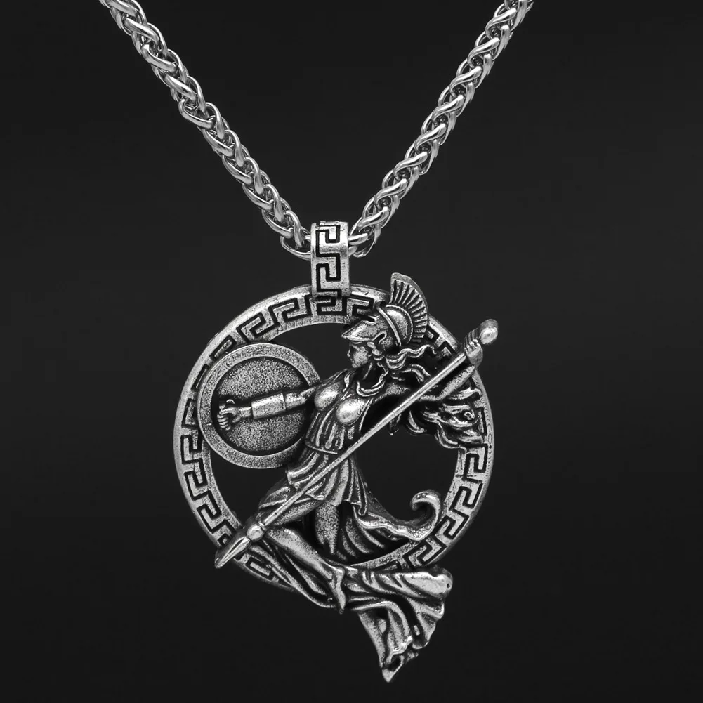 Wholesale ancient greek jewelry vintage silver big necklace alloy goddess Minerva pendant necklace