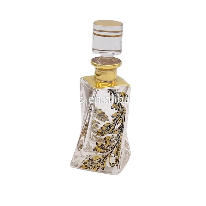 100ml golden display flower glass bottle decanter for oud oil perfume