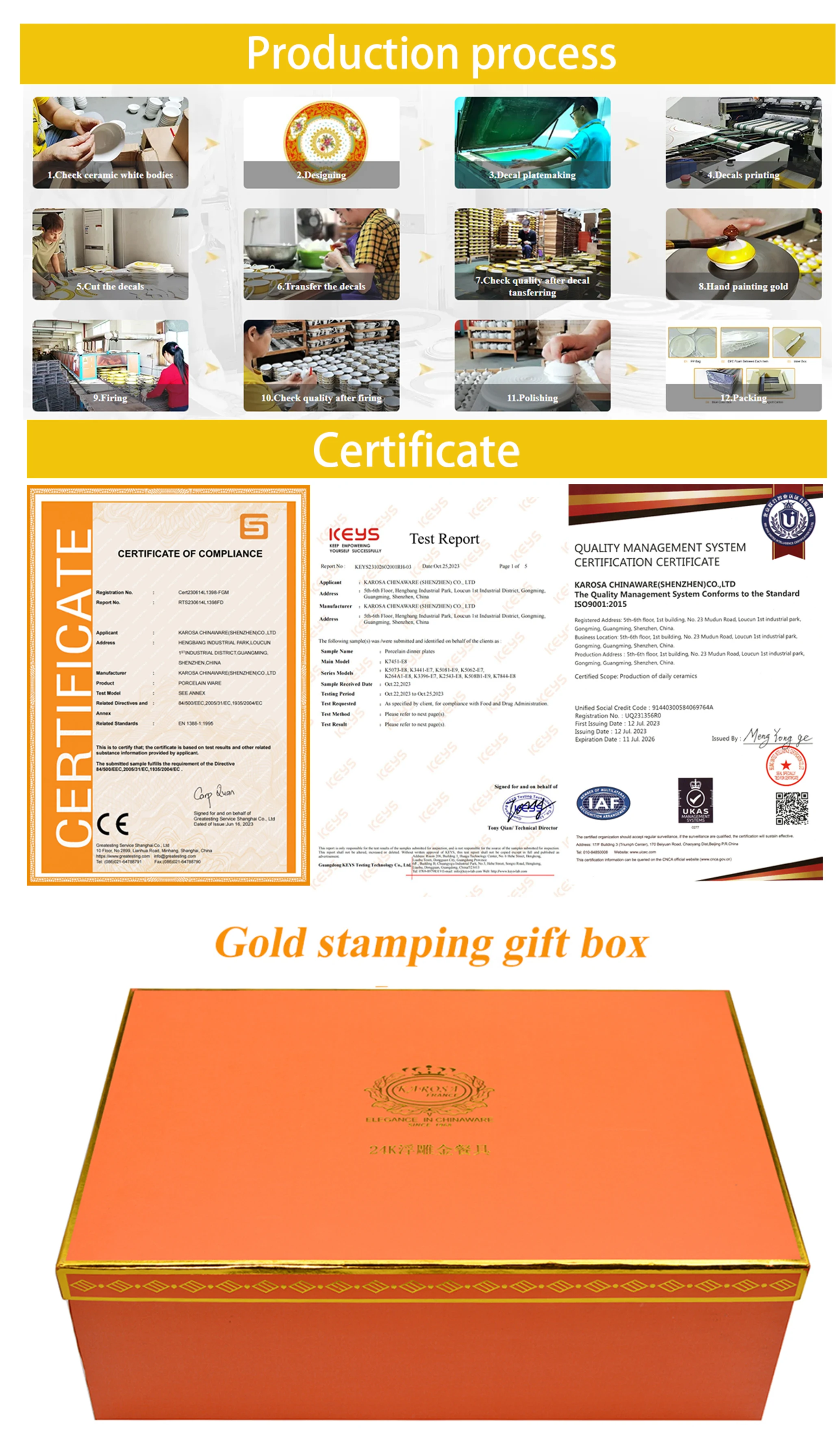 karosa 24pcs tableware including plates and bowls colorful festival golden bone china luxury dinner sets