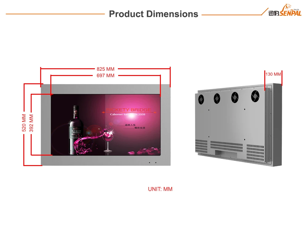 32 inch Outdoor LCD Display Horizontal Advertising Digital Display Signage TV Display