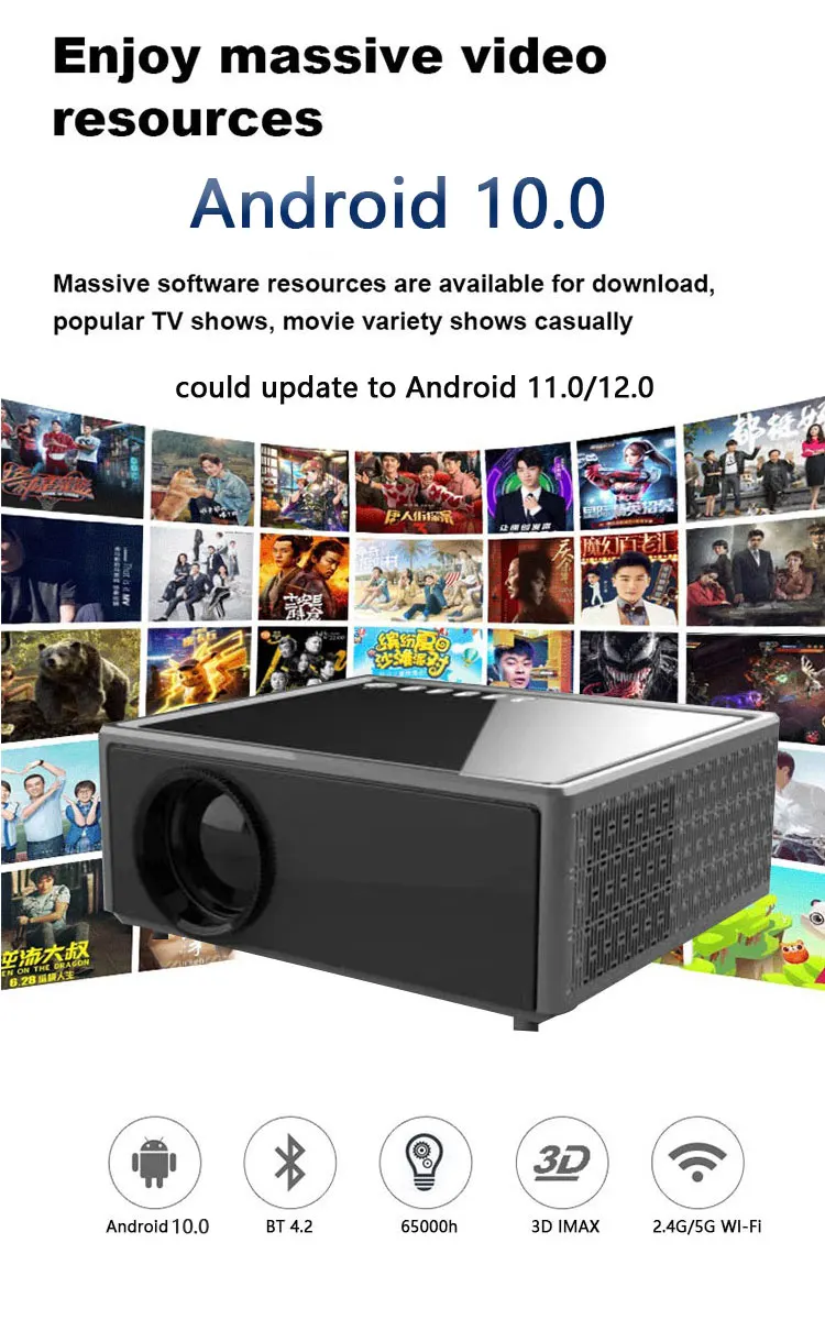 2023 Trend Projector 850ANSI Android Home Theater Cinema LCD+LED Presentation Equipment 5G WIFI 1080P 4K High Definition Beamer