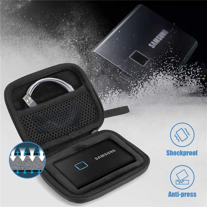 Custom Portable Hard Eva Travel Carrying Case for Samsung T7 500GB 1TB 2TB SSD USB 3.0 External Solid State Drives