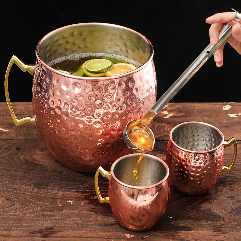 Solid Copper Moscow Mule Mug Premium 100% Pure Copper 16Oz Hammered Barware Cup