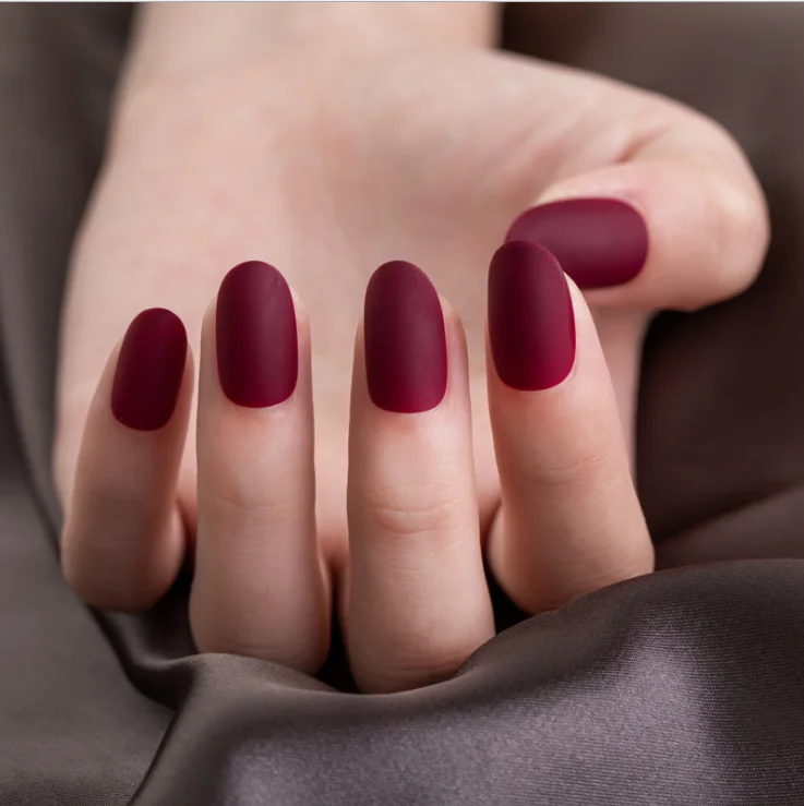 Factory Wholesale Solid Color Matte Nail Patch 24Pcs Strip Wear Manicure Tools Re-Used Home Stick Frosted Fake Nail Products