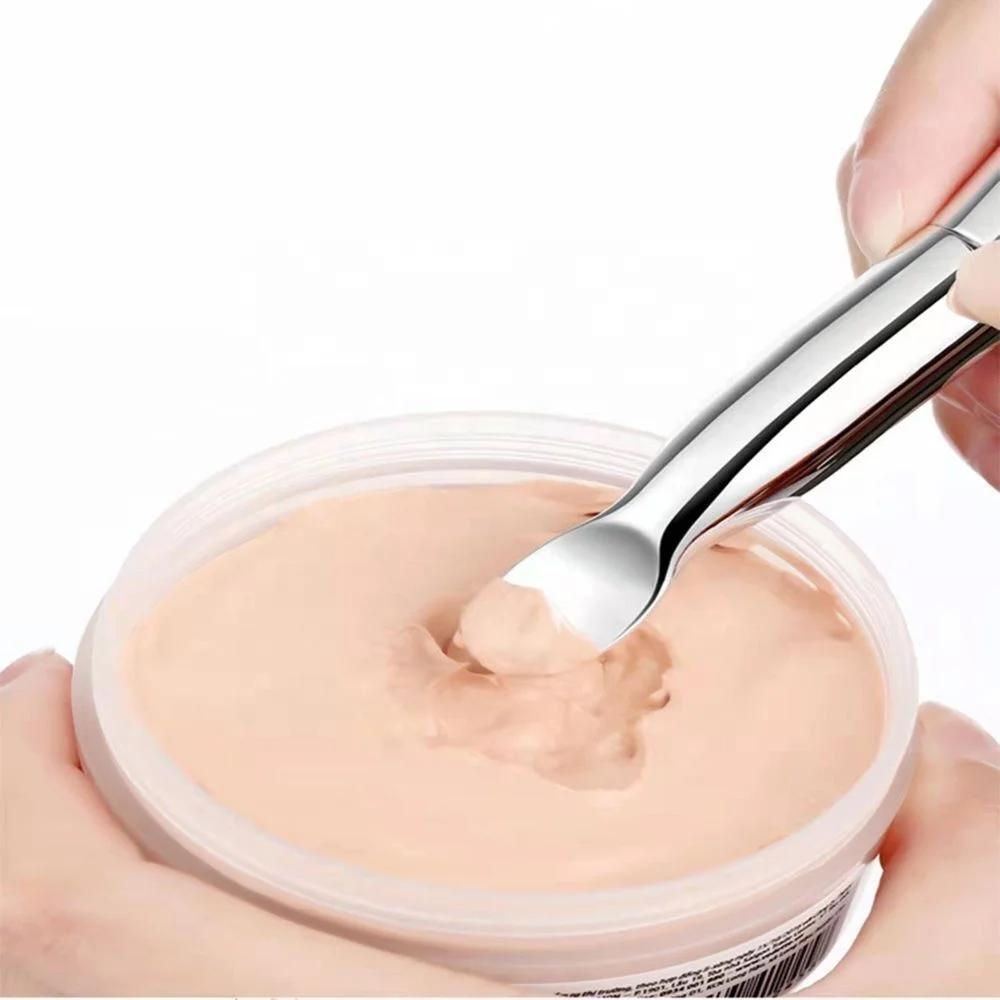 Ultra Thin Liquid Foundation Brush with Digging Spoon Handle Very Thin Flat Silicone Head Facial Mask Brush Digging Spoon