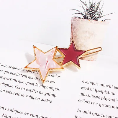 BELLEGIRL new design hot selling hair clip accessories factory Colorful cute geometric hollow star alloy women hair clips