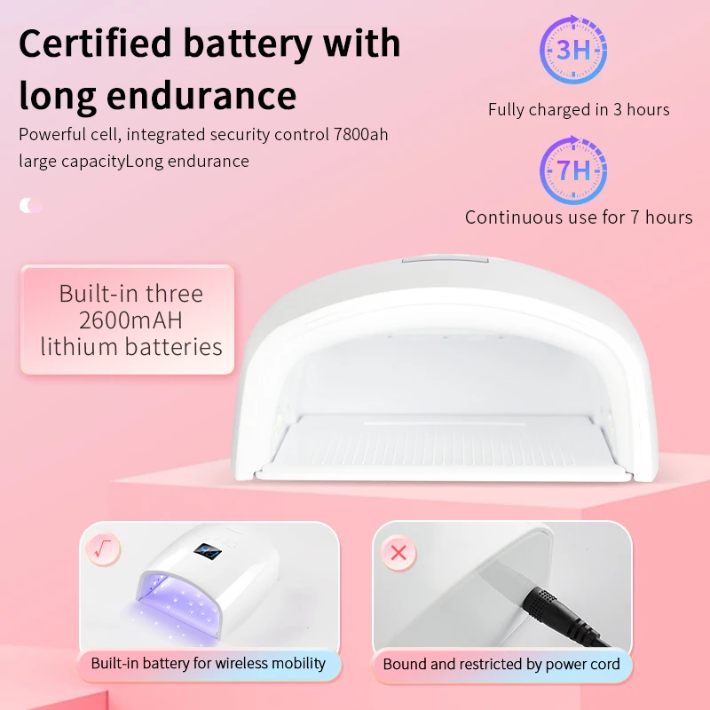 Upgraded version s10 Wireless Rechargeable with 66W 33 pcs led beads UV LED Lamp Nail Dryer Quick Drying Manicure Pedicure