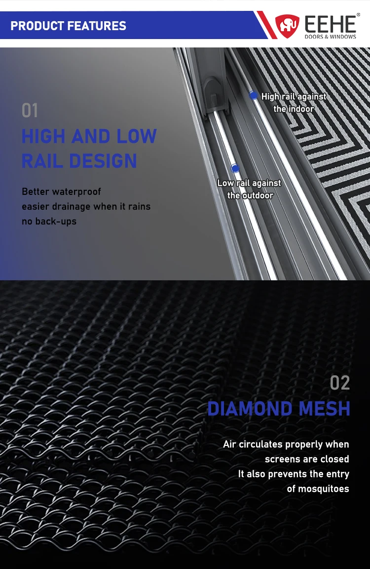 EEHE AS2047 Special Insulated Sliding Window Black Screen Panning Way Aluminum Sliding Window